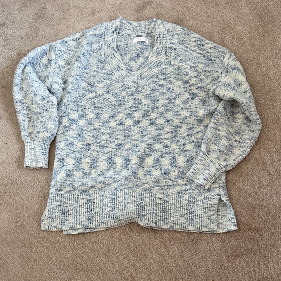 LC Lauren Conrad Tops - LC Lauren Conrad Light Blue & White Marled V-Neck Sweater